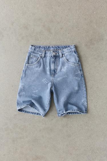 SKATE LOGO DENIM BERMUDA SHORTS - Blue by Zara