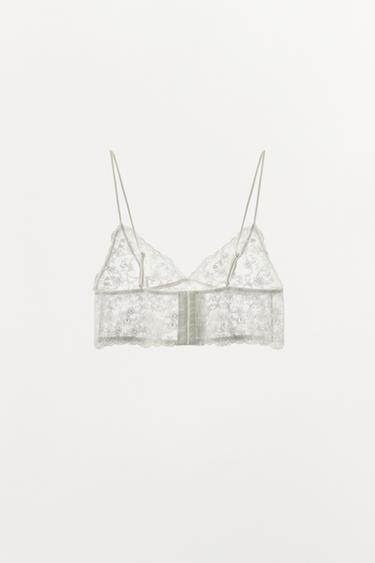 EMBROIDERED LACE BANDEAU BRALETTE - white by Zara - Image 3