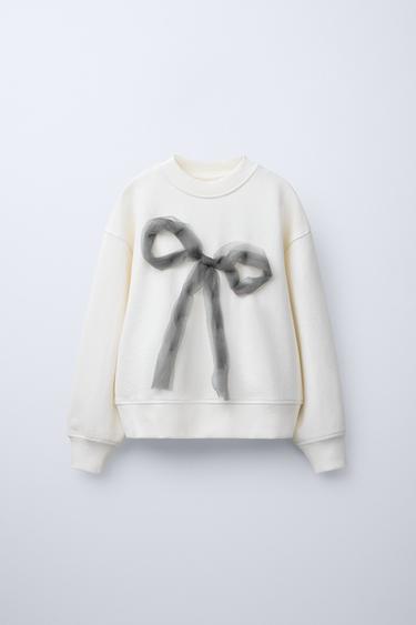 MOLETOM COM LAÇO DE TULE - Cru da Zara