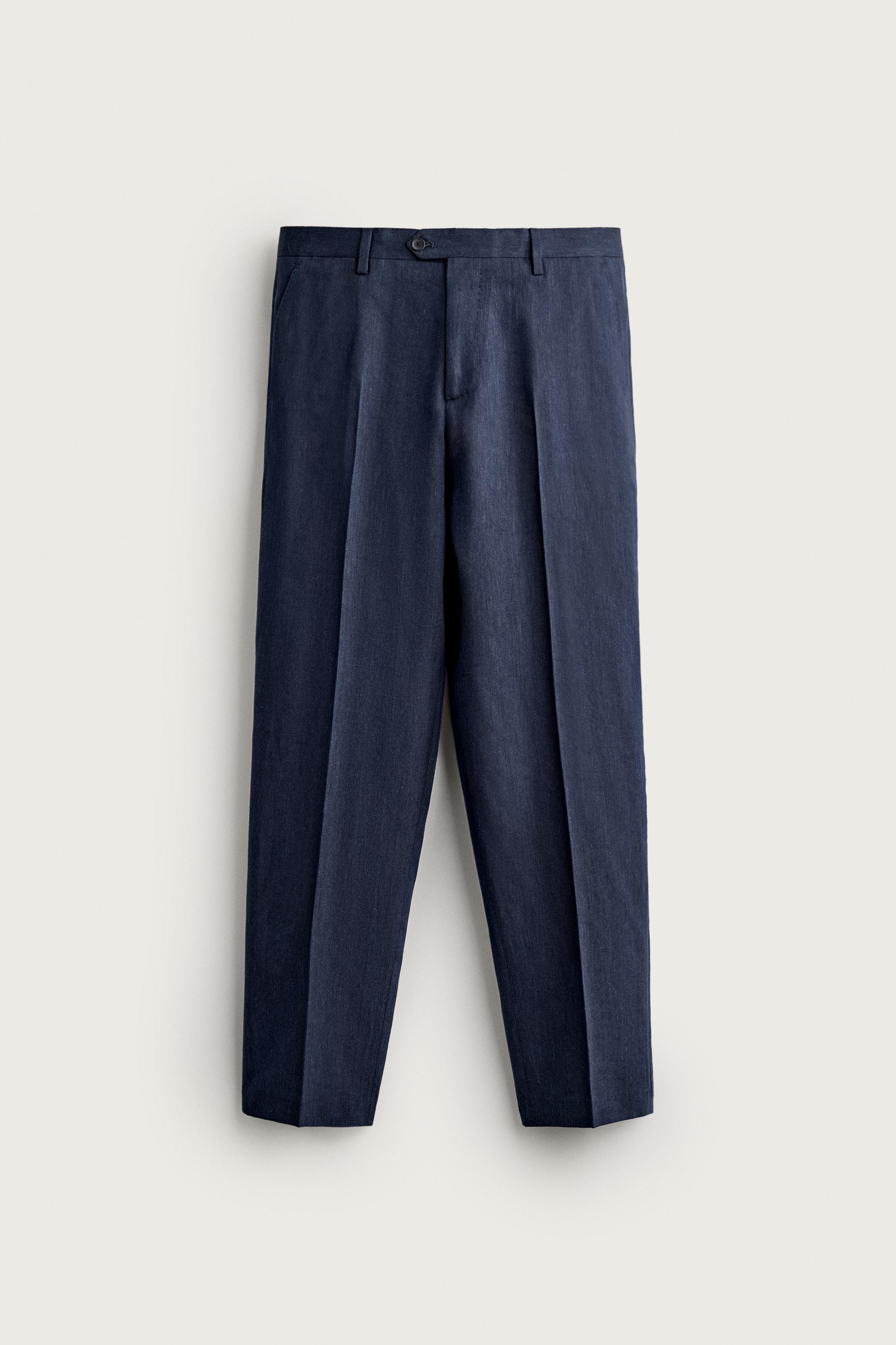 Мужские брюки Zara LINEN AND WOOL BLEND REGULAR FIT SUIT PANTS — фото 5