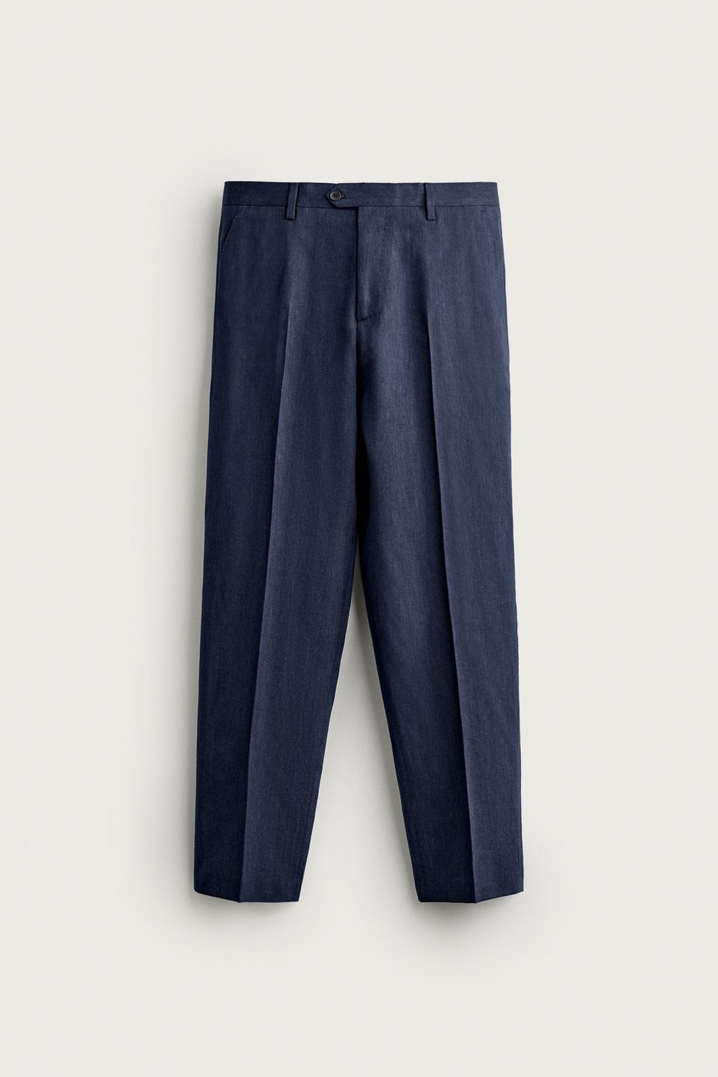 LINEN-WOOL REGULAR FIT SUIT TROUSERS