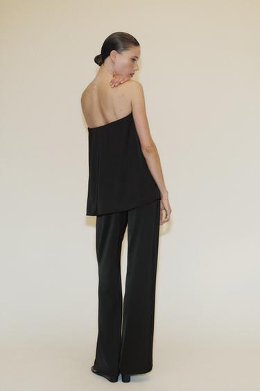 SATIN BANDEAU TOP - Black by Zara - Image 3