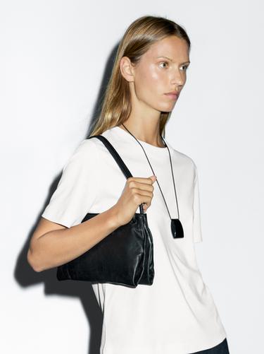 Zara 100% cotton interlock crew neck T-shirt - Oyster-white