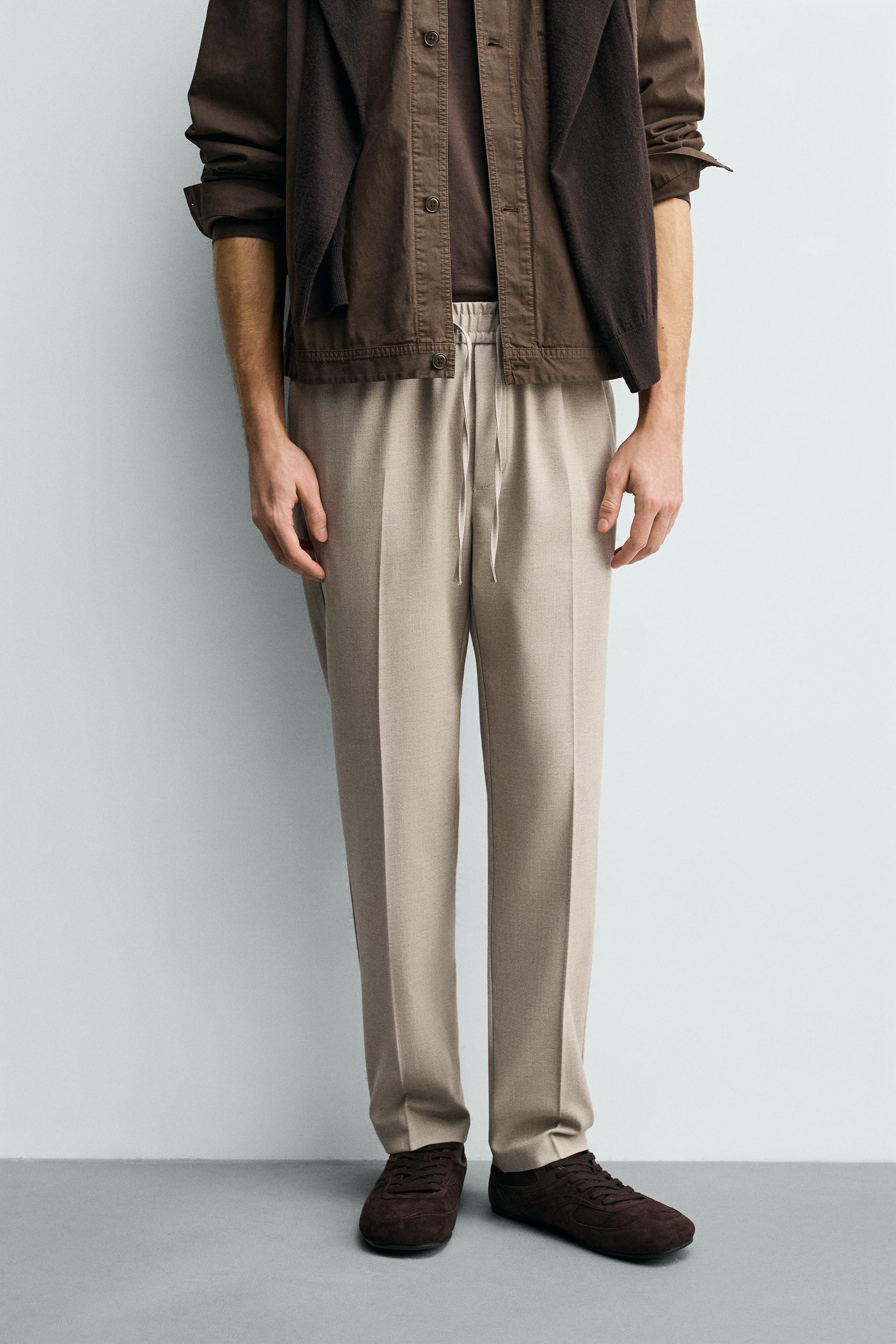 COMFORT JOGGER WAIST PANTS — Beige marl