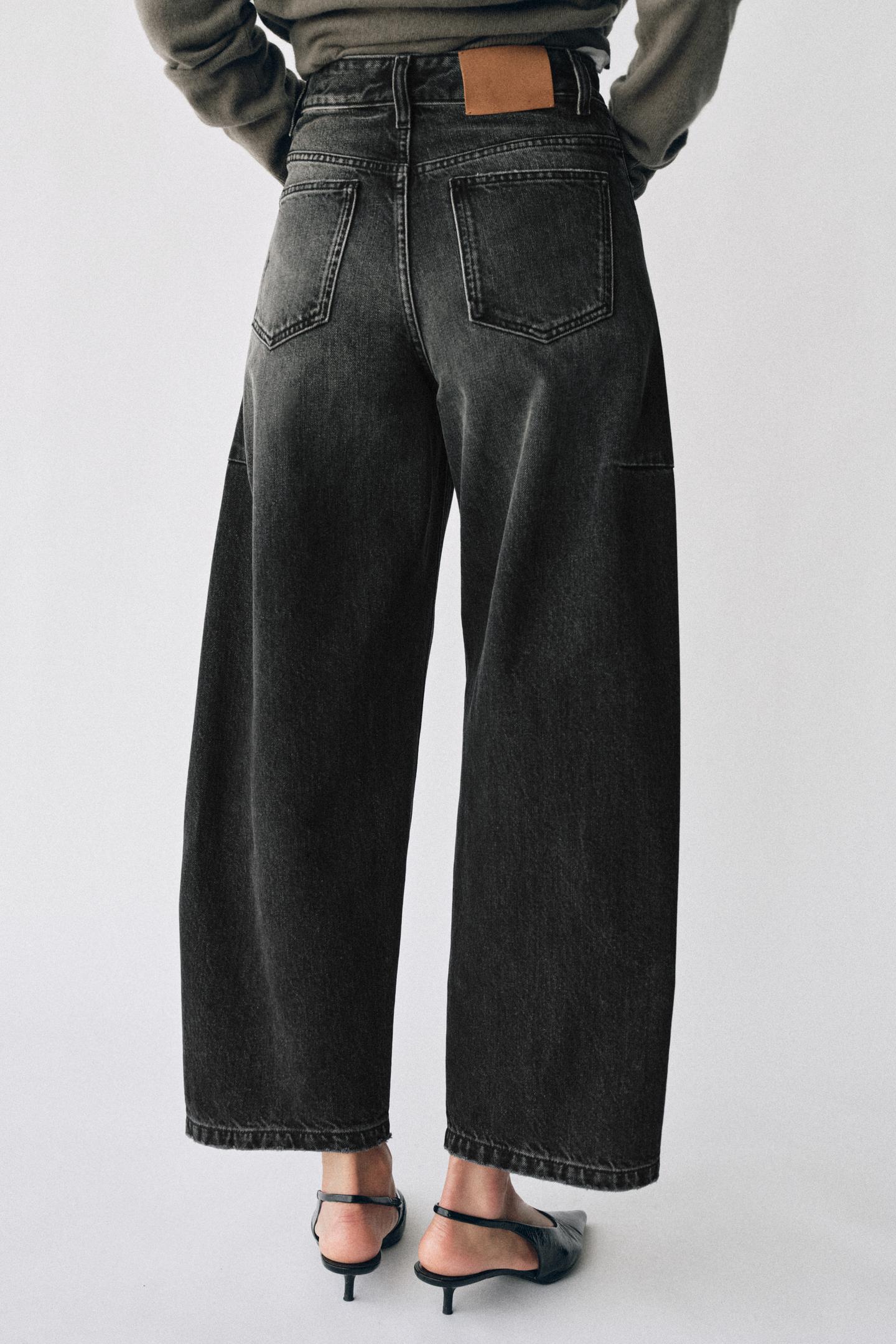 Женские джинсы Zara ZW Collection Mid-Rise Balloon, цвет: Чёрный — фото 3