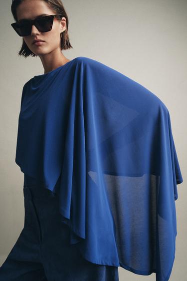 ASYMMETRIC CAPE BODYSUIT - Blue by Zara - Image 5