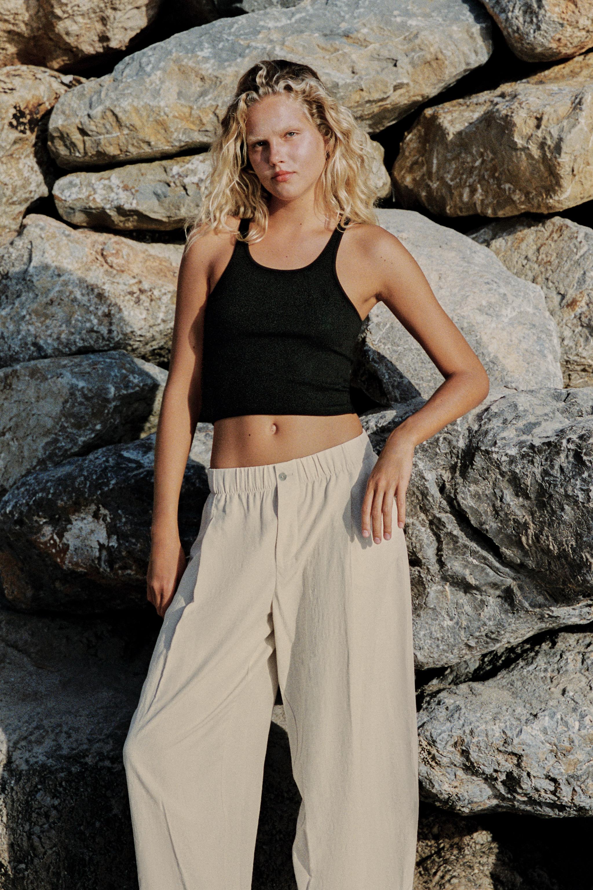 ELASTICIZED ANKLE PANTS — Mid-ecru