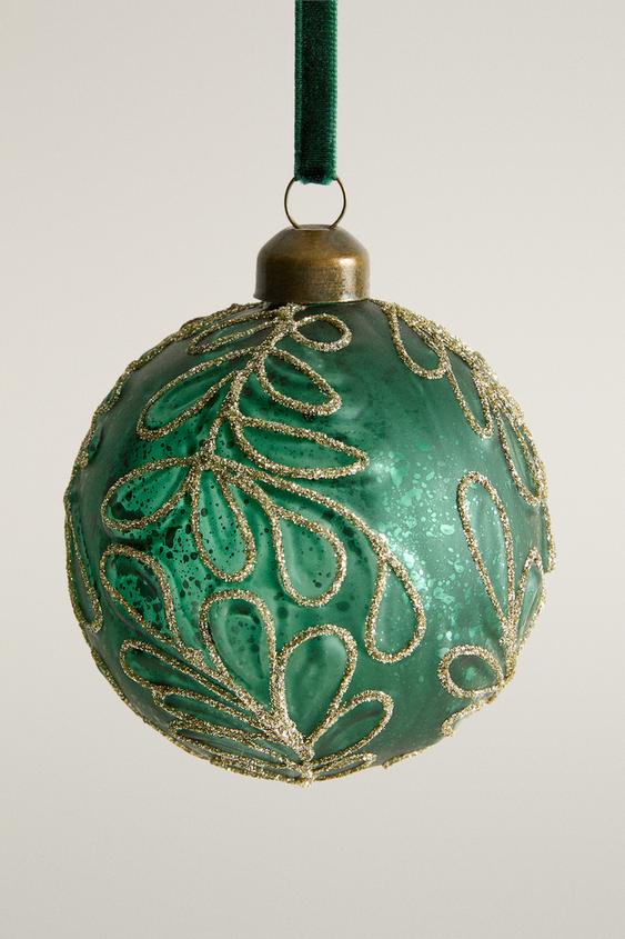 WEIHNACHTSBAUMSCHMUCK GLASKUGEL BLÄTTER - Grün von Zara - Bild 0