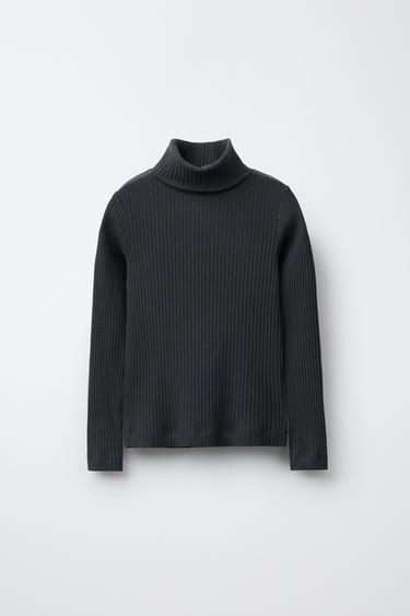 CAMISETA CANALÉ CUELLO VUELTO - Gris antracita de Zara
