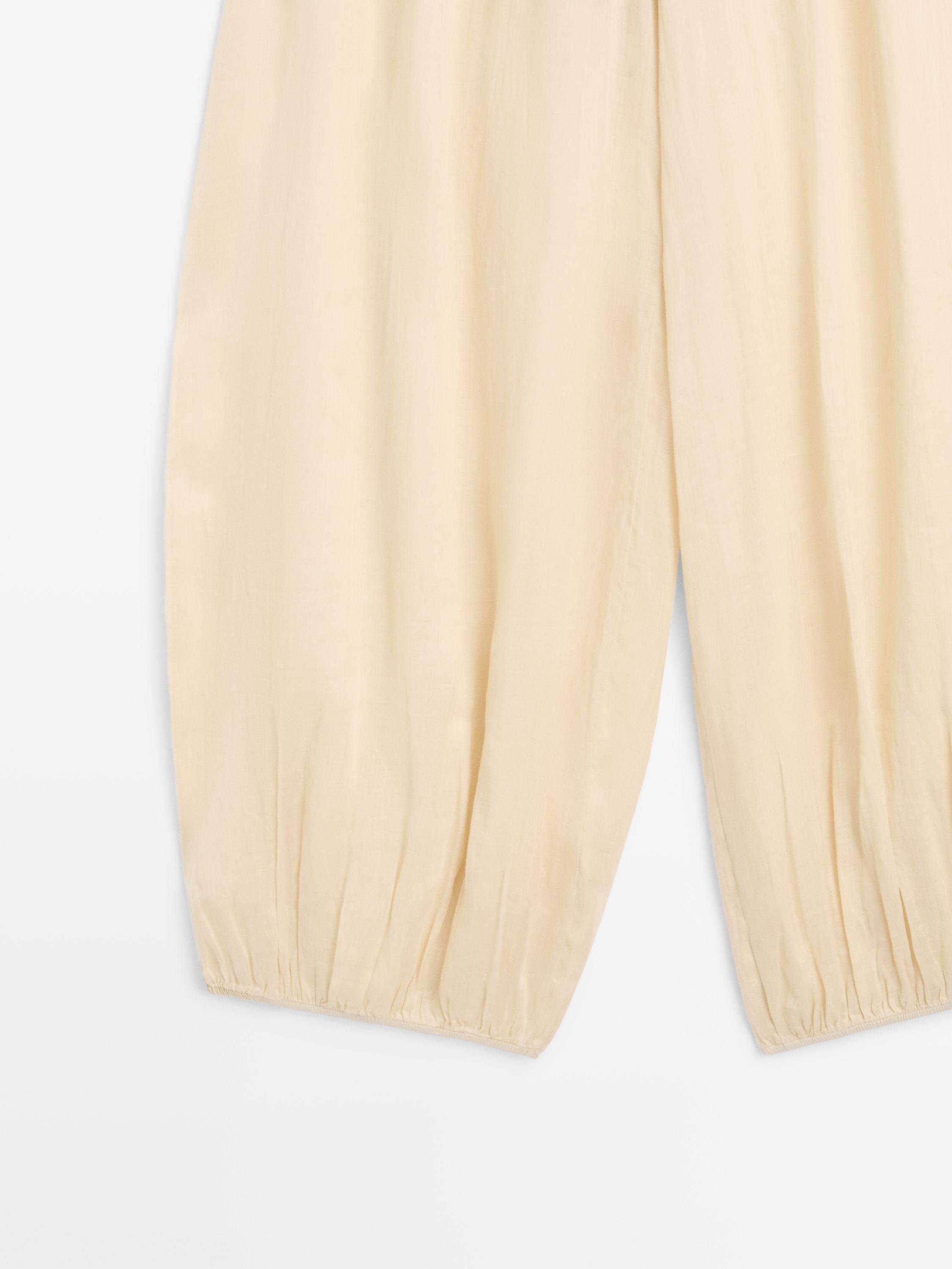 Flowing ramie sarouel trousers
