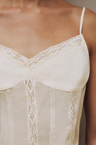 TOP COTON DENTELLE - Écru de Zara - Image 4