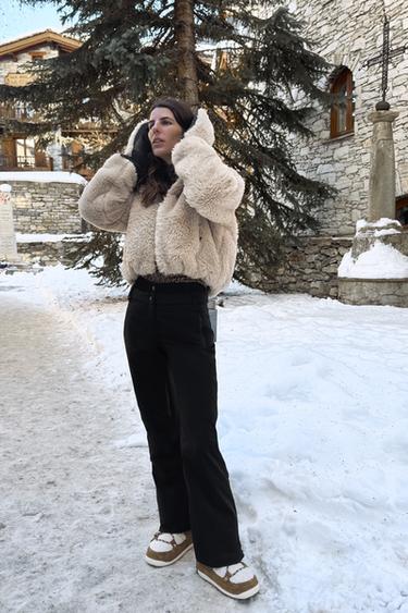 SHORT FAUX FUR HOODED COAT RECCO® TECHNOLOGY SKI COLLECTION - Mink by Zara