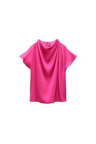 SATIN TOP WITH DRAPED DETAIL