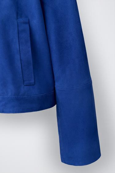BLOUSON EN DAIM 100% CUIR - Bleu roi de Zara - Image 5