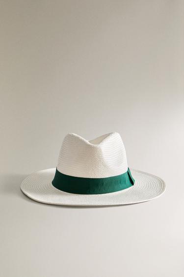 PAPER HAT WITH CONTRAST RIBBON - Ecru by Zara - Image 0