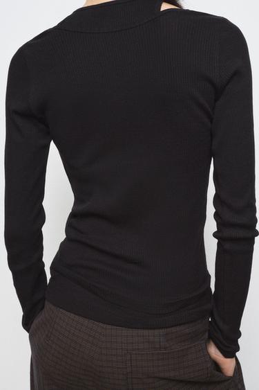 DOUBLE RIBBED T-SHIRT - Black by Zara - Image 3