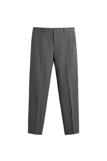 QUẦN ÂU PHA LEN HỌA TIẾT KẺ SỌC NHỎ - Màu xám từ Zara