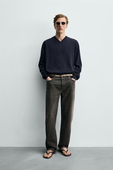 STRAIGHT-LEG JEANS - Brown by Zara