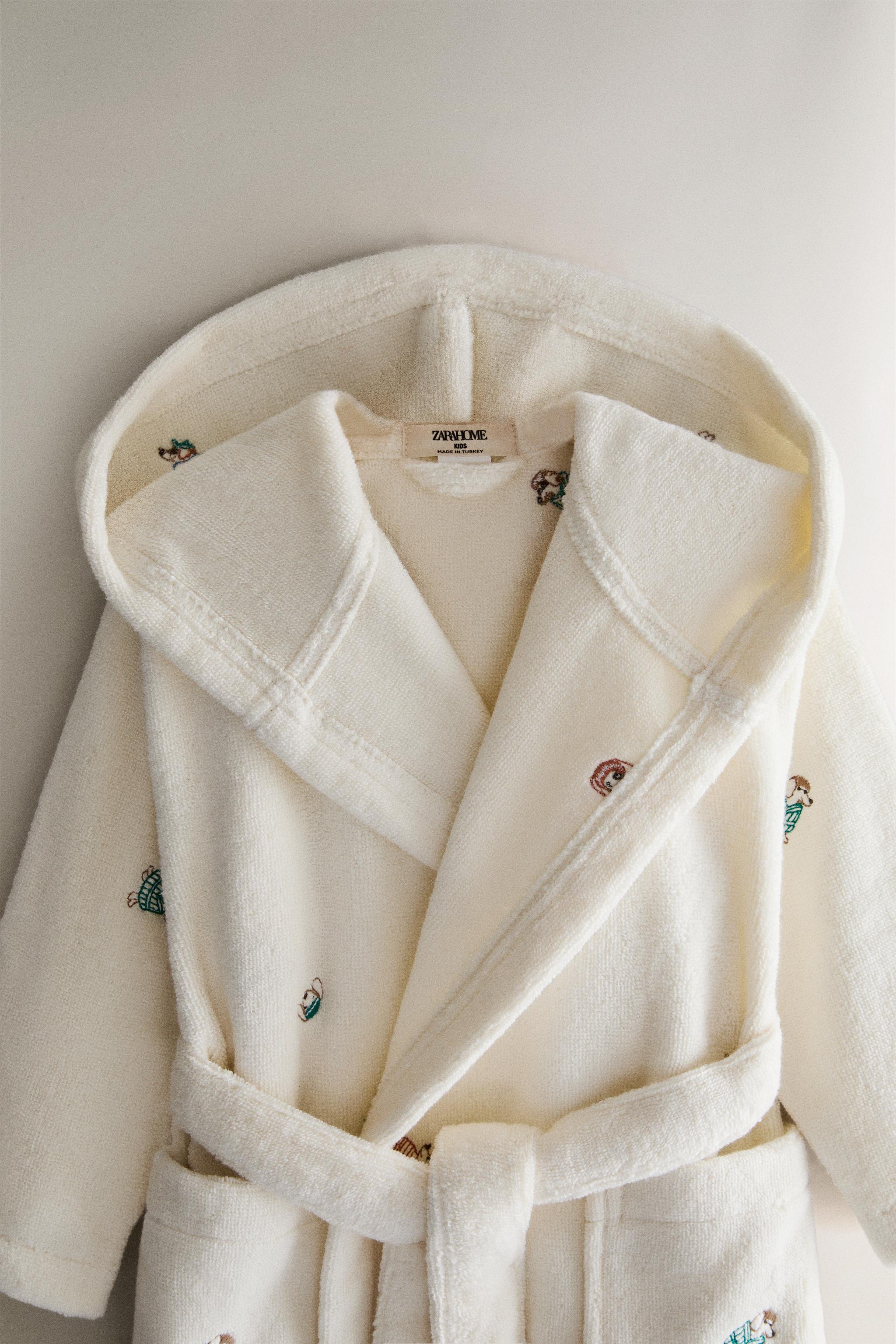 KIDS' DOG BATHROBE — Ecru
