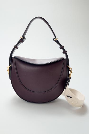 Zara FLAP CROSSBODY BAG - Burgundy Red
