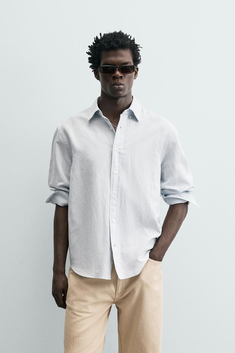 ZARA REGULAR FIT HEMP-COTTON SHIRT