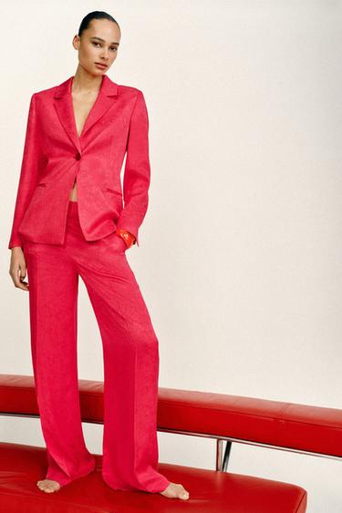 Zaras RAK BYXA I JACQUARD - Hallon - Bild 0