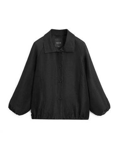 Zara Linen and silk bomber jacket - Black