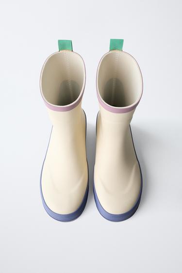 COLOUR BLOCK WELLIES - White by Zara - Image 3