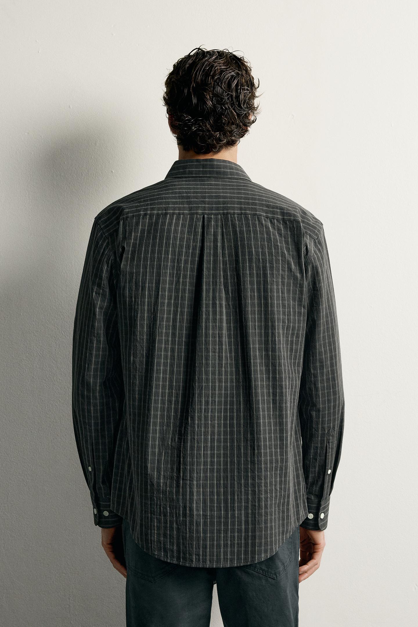 Мужская рубашка Zara Checked Regular Fit, цвет: Серый — фото 3
