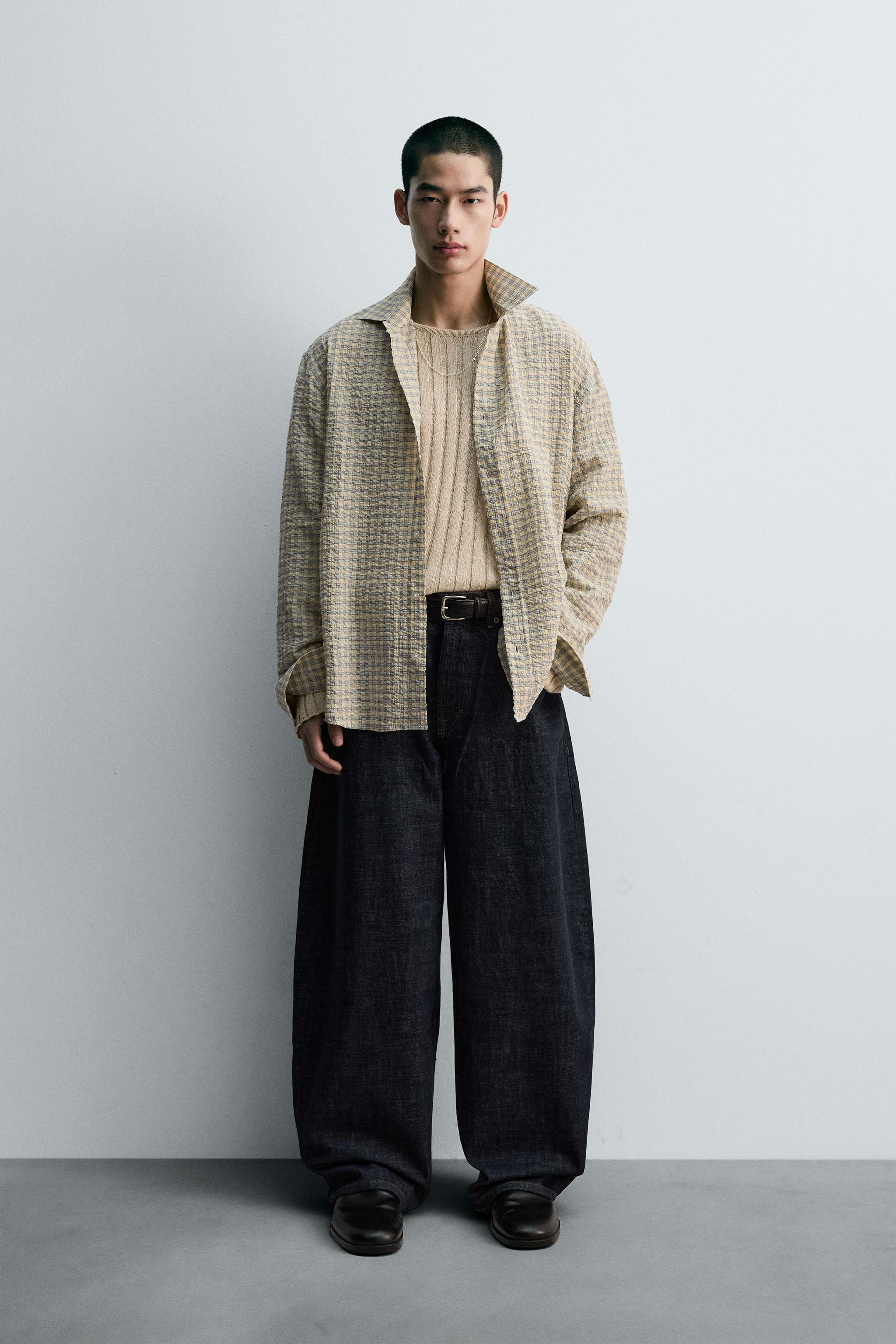 テクスチャーチェックシャツ - ベージュ | ZARA Japan / 日本
