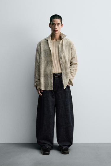 TEXTURED CHECK SHIRT - Beige by Zara - Image 0