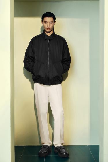 Zara 標準版打褶長褲 - 裸色