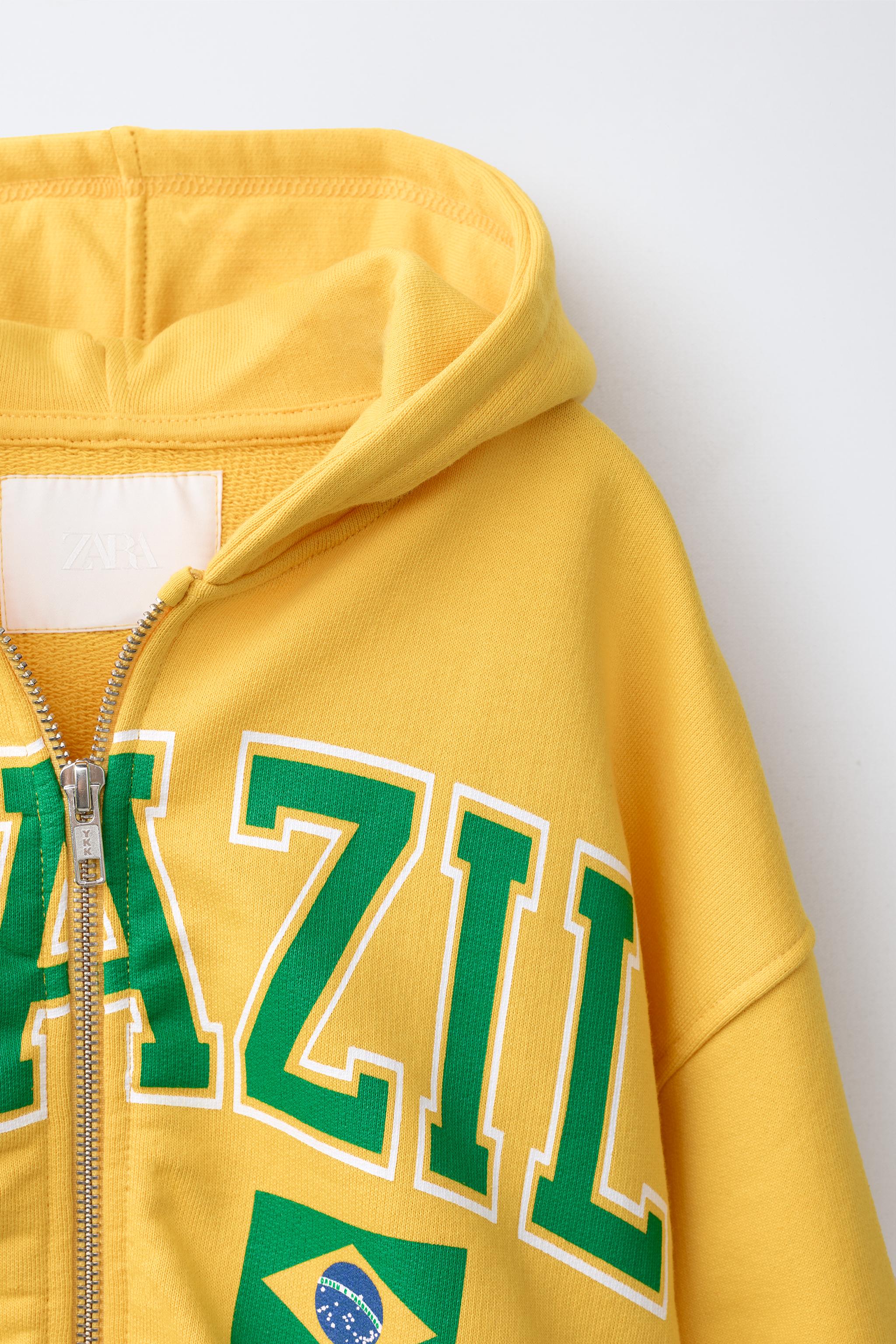 Детские худи Zara CROPPED BRASIL ZIP SWEATSHIRT — фото 4