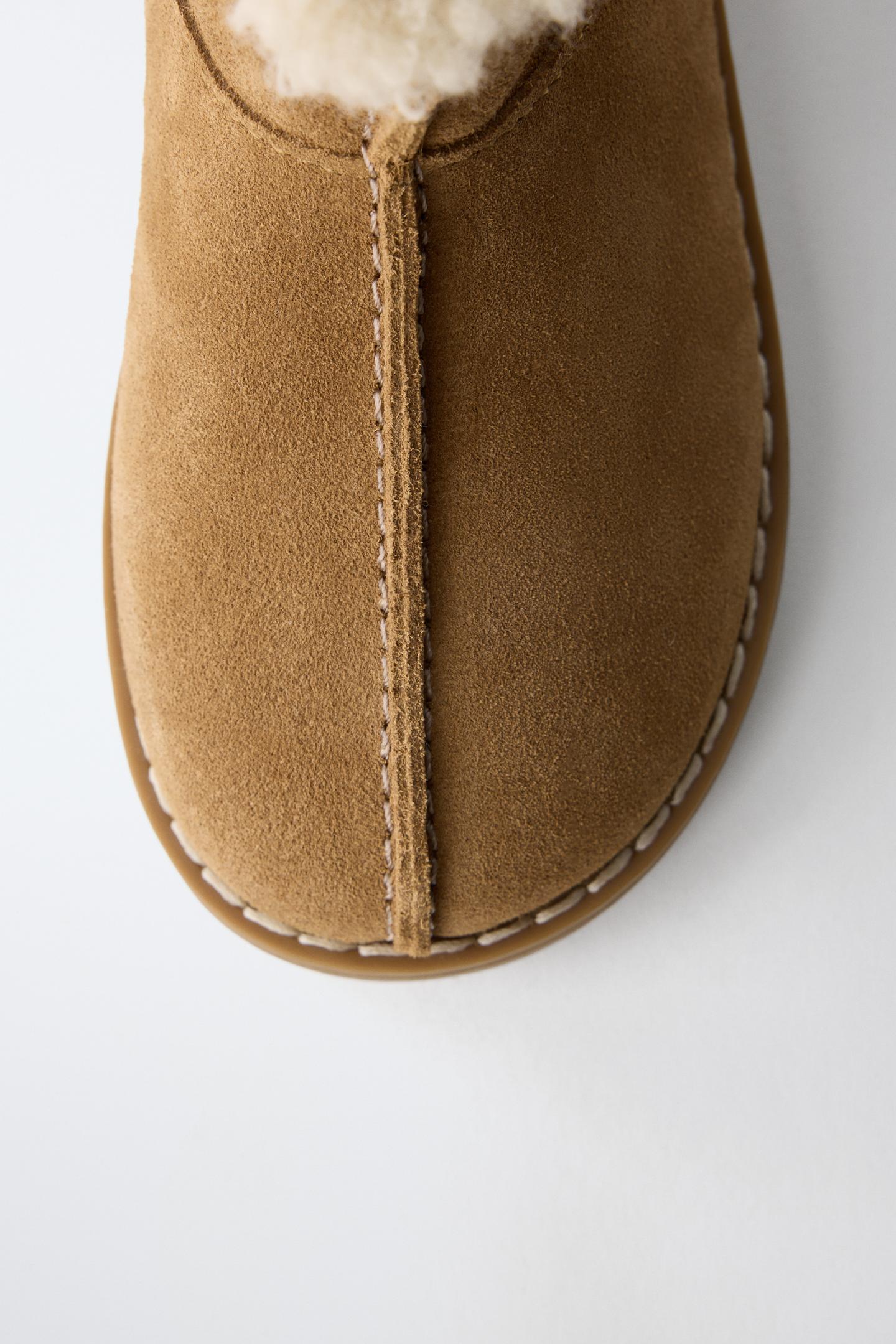 Детские ботинки Zara Lined Leather Ankle, цвет: Коричневый — фото 6