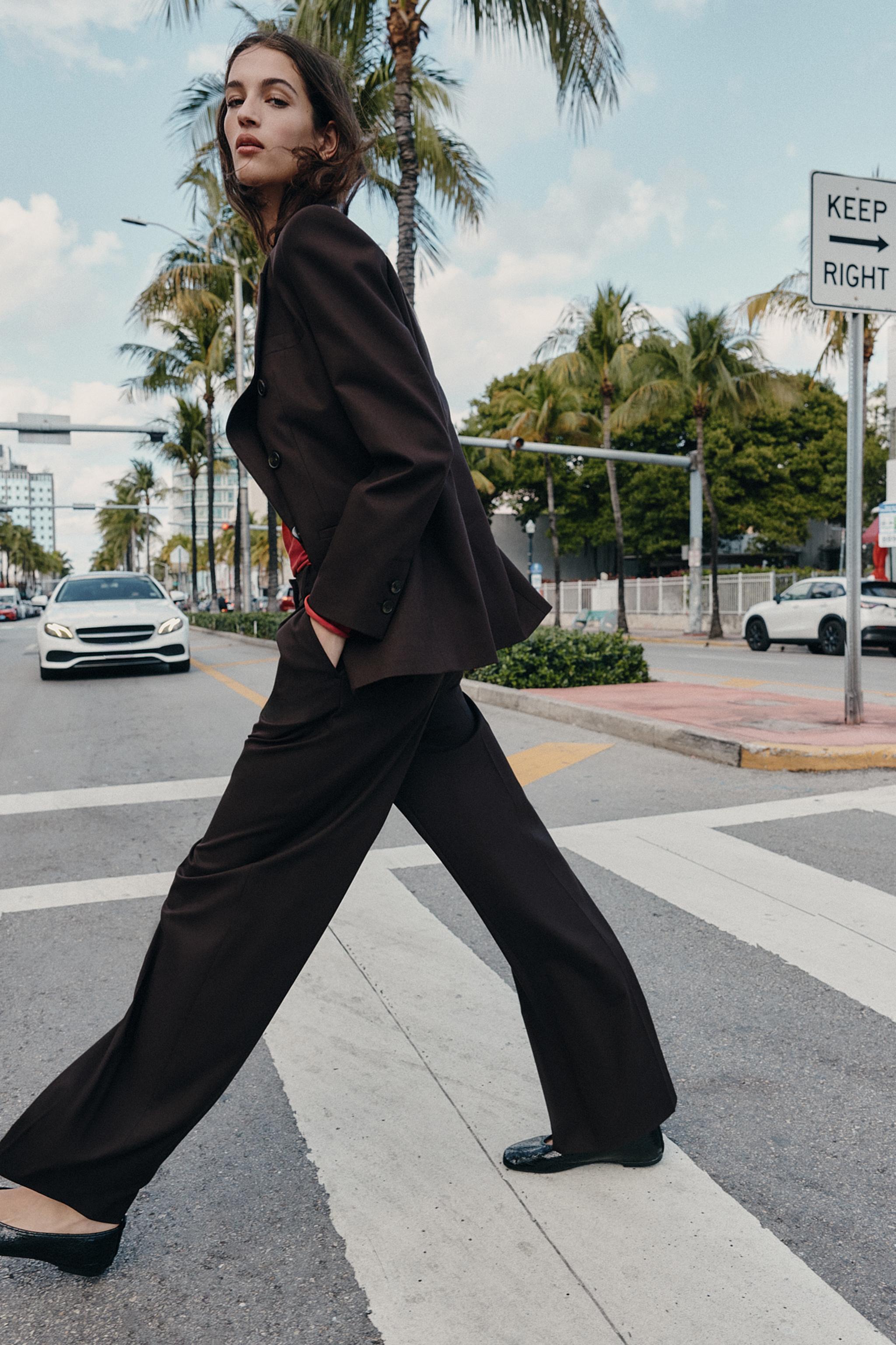 ダブルブレスト仕様ショルダーブレザー - ブラウン | ZARA Japan / 日本