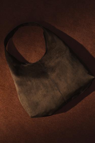 SPLIT SUEDE EFFECT SHOPPER BAG - Brown by Zara