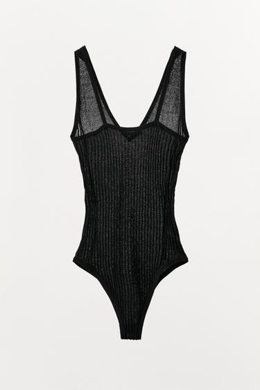 PLEATED KNIT BODYSUIT - Black by Zara - Image 5