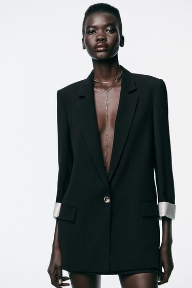 БЛЕЙЗЕР С МАНЖЕТАМИ С ПРИНТОМ — ЧЕРНЫЙ от Zara