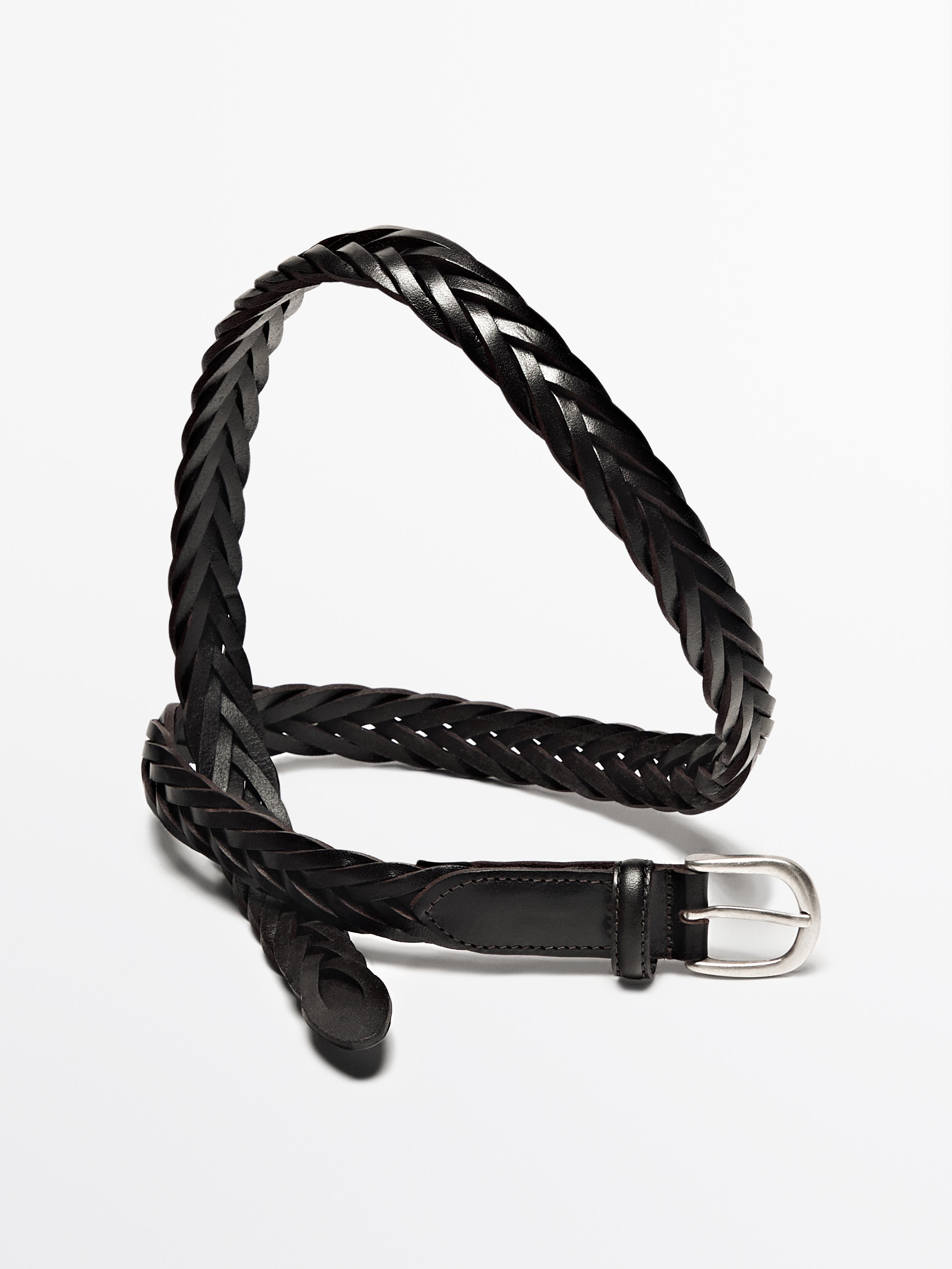 Braided leather belt