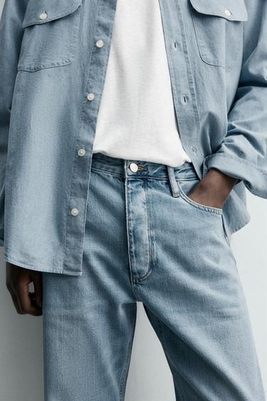 COTTON-LYOCELL STRAIGHT ANKLE FIT JEANS - Light blue by Zara - Image 6