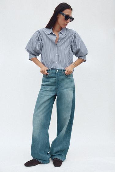 ZW COLLECTION POPLIN SHIRT - Blue/White by Zara - Image 0