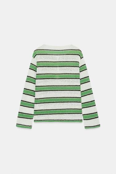 STRIPED RUSTIC T-SHIRT - Green stripe by Zara - Image 6
