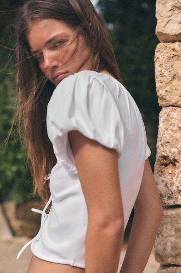 Zara BOW CROP TOP - White