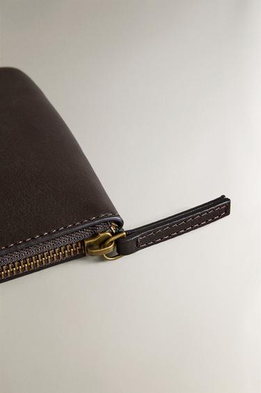 "EMERGENCY BAG" LEATHER WASH BAG - Brown / Green by Zara - Image 1