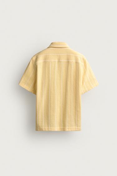 CHEMISE REGULAR FIT JACQUARD RAYURES - Jaune de Zara - Image 8