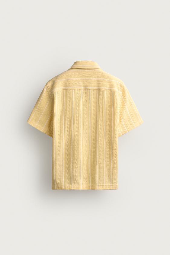 CHEMISE REGULAR FIT JACQUARD RAYURES - Jaune de Zara - Image 8