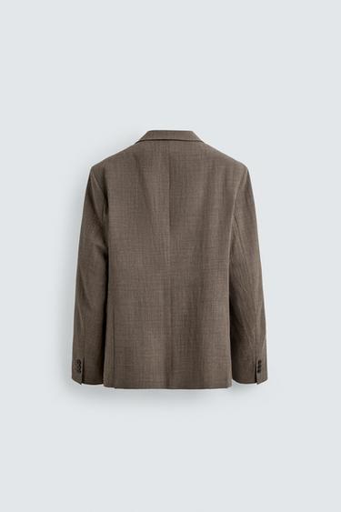 100% WOOL TEXTURED SUIT BLAZER - Brown marl by Zara - Image 6