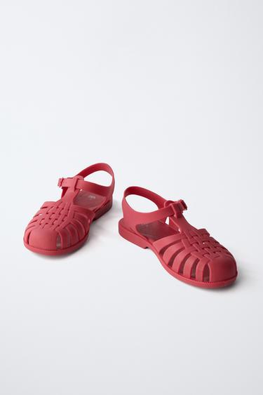 SANDALES STYLE PLAGE GOMMÉES - Rouge de Zara - Image 4