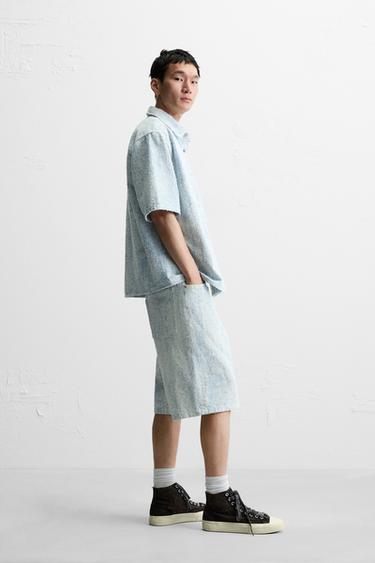 DENIM SHIRT WITH BRUSHED FINISH - Light blue by Zara - Image 4