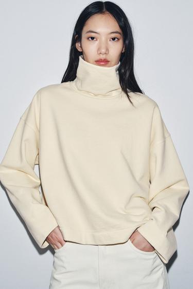 OVERSIZE HIGH NECK SWEATSHIRT - Vanilla by Zara - Image 1